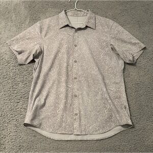 Lululemon Mens Airing Camp Collar Shirt‎ Size Geometric Print Athleisure